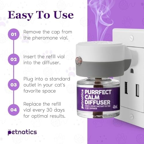 Cat Calming Diffuser Refill | 24/7 Soothing Pheromone Technology for Felines & Multi-Cat Homes | Long-Lasting Effect for up to 30 Days Fits Standard Pheromone Diffusers (1-Pack) 1
