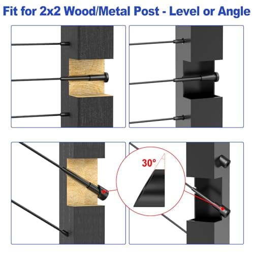 CKE 50 Pack Black Swage Tensioner Terminal, Black T316 Stainless Steel Invisible Cable Railing Kit for 1/8" Cable Wire Rope, Invisible Cable Railing Hardware for 2x2 Wood & Metal Post BCR31