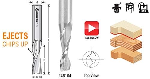 Amana Tool - 46333 Solid Carbide Spiral Plunge 1/8 Dia x 1/2 x 1/4" Shank Up-Cut