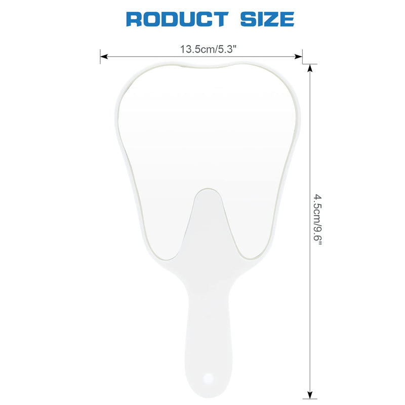 Tooth Shaped Handheld Mirror - Hand Held Mirror Tooth Mirror Patient Mirror Dental Hygienist Gifts White