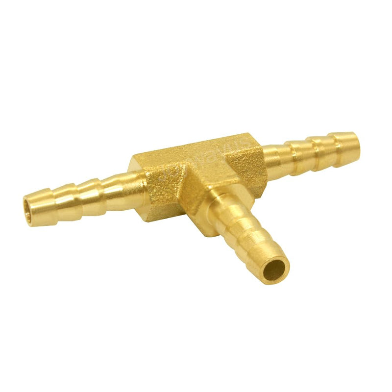 Joywayus 1/8" Brass Hose Barb, Tee 3 Way Union Pipe Fitting for Water/Fuel/Air (Pack of 3) Tee-1/8-3PCS