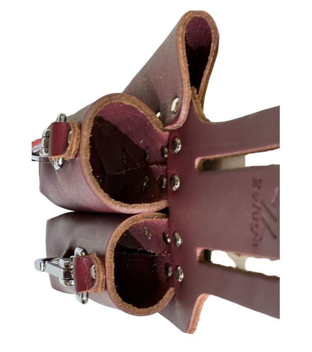 Saddle Leather 3 Pocket Linesmen and Electricians Tool Holder Cherry