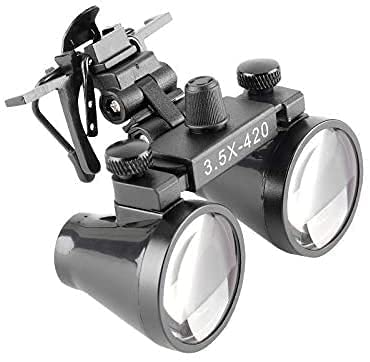 King-Dental Binocular Surgical Loupes Glasses Magnifier Metal Clip for All Glasses with Storage Case 420mm (3.5X) 3.5X