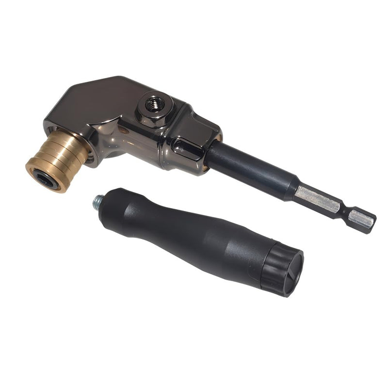 Right Angle Drill Attachment, All Metal Body 90 Degree Drill Adapter with Detachable ABS Handle, Drill Bit Corner Adapter, for Impact Driver, Work in Tight Spaces