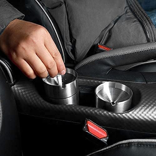 TongWey Ashtray with Lid for Car, Tabletop, Outdoor, Indoor Use, Seal, Windproof, Odor-Resistant, 304 Stainless Steel, Washable, Easy to Dispose of Ashes, Rustproof, Frosted Treatment, For Cars, Large - NewNest Australia