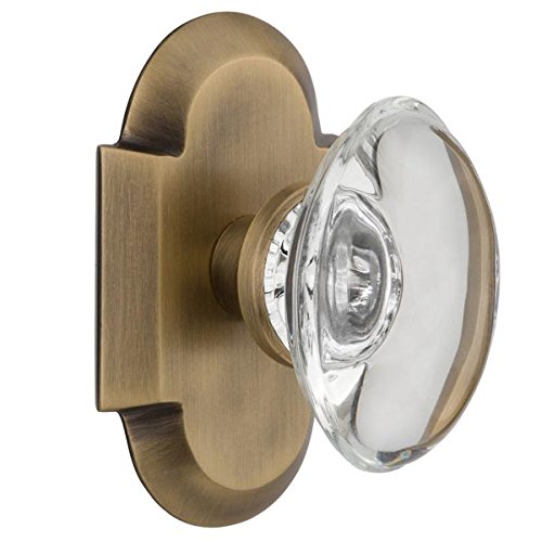 Nostalgic Warehouse Cottage Plate with Oval Clear Crystal Glass Door Knob, Single Dummy, Antique Brass