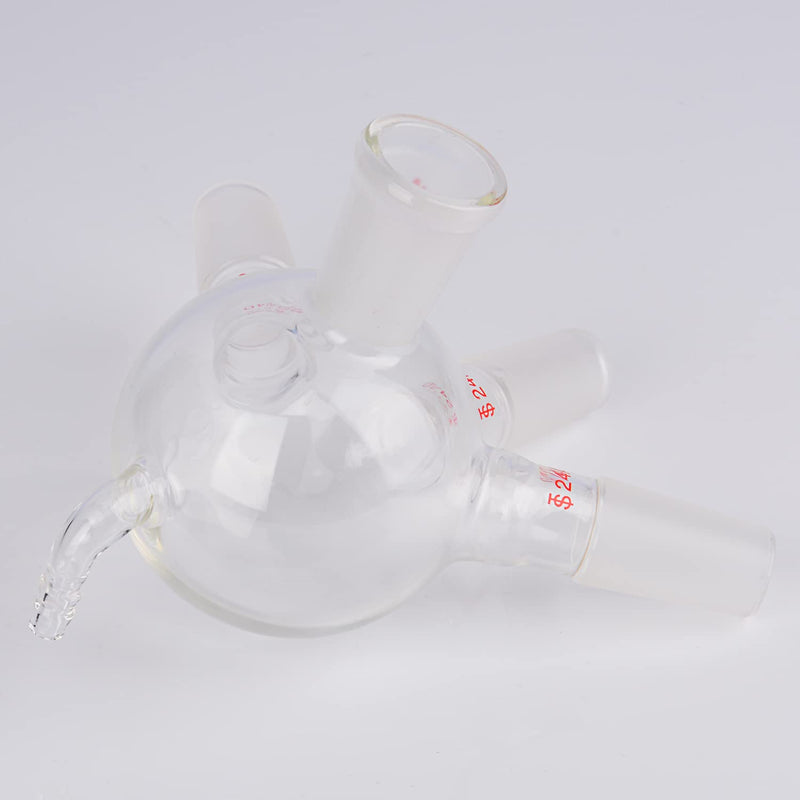 stonylab Glass Distilling Receiver, Cow Type Borosilicate Glass Distillation Receiver with 24/40 Joints and Hose Connection, Used with Short Path, 500 ml