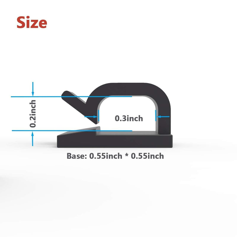 Cable Clips 40pcs with Strong Adhesive Tapes,Wire Holder Organizer Cord Management for Car, Office and Home (Black- CC05(40PCS)) Black- CC05(40PCS)