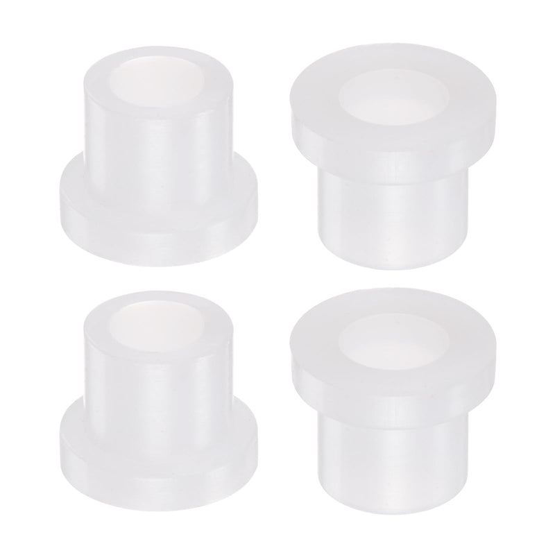 uxcell 4pcs Flanged Sleeve Bearings Plastic Bushings 10.1mm Bore x 15.1mm OD x 15.5mm Length Nylon Bushings, White 4