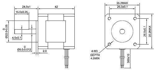 STEPPERONLINE Nema 14 Bipolar Motor Stepper 0.5A 32.6oz.in/23Ncm 4-Lead 1.8 deg DIY Robot