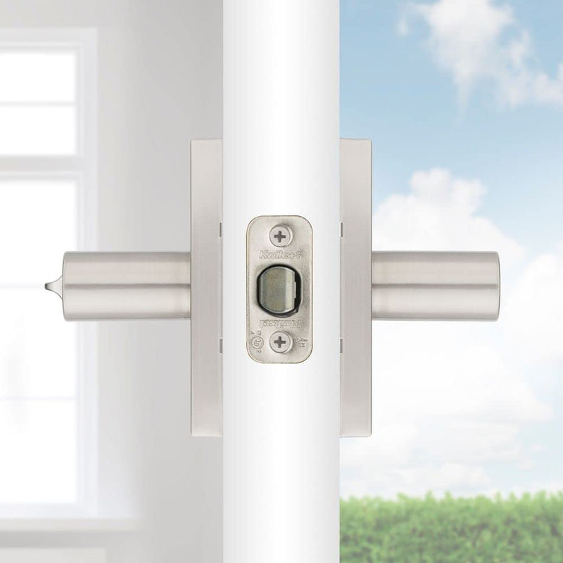 Kwikset Halifax Entry Door Handle with Lock and Key, Secure Keyed Reversible Lever Exterior, For Front Entrance and Bedrooms, Satin Nickel, Pick Resistant Smartkey Rekey Security and Microban Keyed Entry