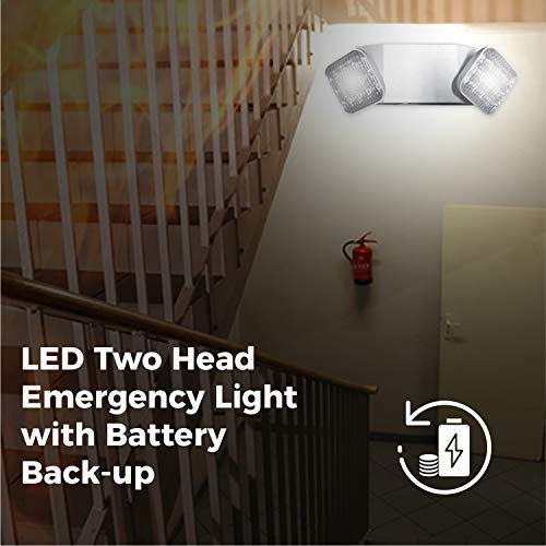 Ciata Black Led Emergency Lights with Battery Backup, for Home Power Failure, Hardwired with Adjustable Heads, Backup Battery, Emergency Lights for Business, Indoor Emergency Lights 1 Pack