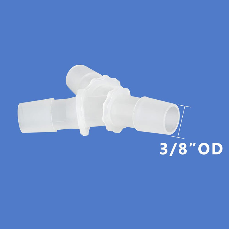 Quickun 3/8" Hose Barb Fitting Equal Barbed Y Shaped 3 Way Plastic Joint Splicer Mender Adapter Union for Air Line Tubing Pipe (Pack of 4) 3/8"(4Pcs)