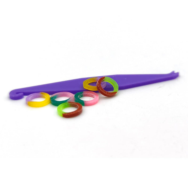 SNAWOP Orthodontic Elastic Rubber Band 3/16" Neon 100PCS Medium 3.5 Ounce Intraoral Teeth Brace Bands with Placer Hook 3/16" Medium 100PCS Multi-Color