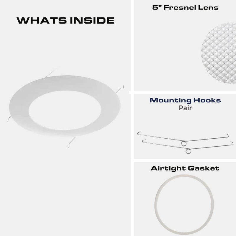 Four Bros 6 inch Recessed Ceiling Shower Trim with Frosted Albalite Lens Light Cover (White) White Pack of 1