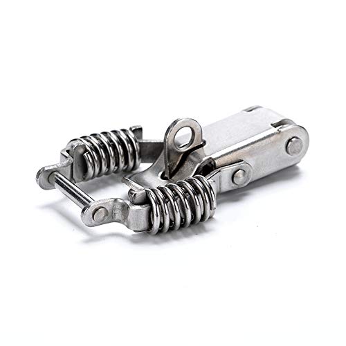 Heavy Duty Stainless Steel 304 Spring hasp Toolbox Toggle latches Lock Wood Suitcase Buckle Hinges Furniture Hardware Accessories w/Screws (2, L) 2 Large
