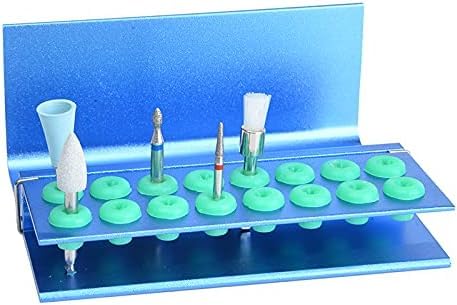 3Pcs Lab Bur Holder Block Aluminum Autoclavable Box Burs Storage Case 16 Holes Bur Holders with Sillicon Cover Blue