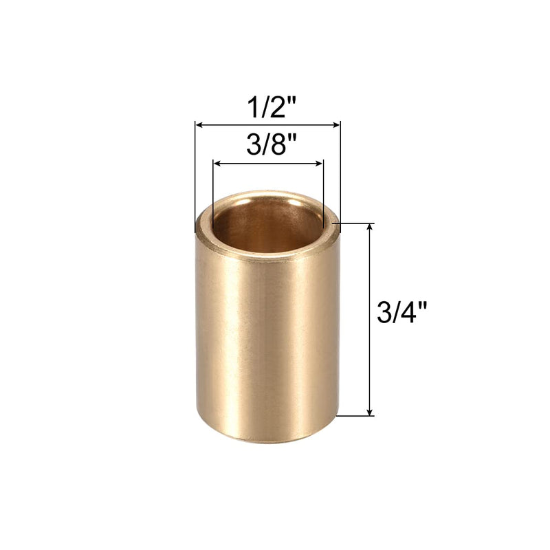 uxcell Bearing Sleeve 3/8" Bore x 1/2" OD x 3/4" Long Self-Lubricating Sintered Bronze Bushings 3/8"x1/2"x3/4"