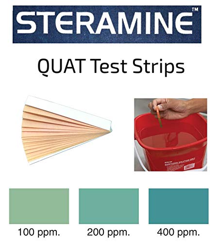 Steramine Quat Test Strips for Food Service, 30 x QT-10, Test Strips to Measure 0-400 ppm, for Testing Sanitizing Solutions Made with Steramine Quaternary Tablets, Hydrion QT-10E, 2 x Envelopes 32