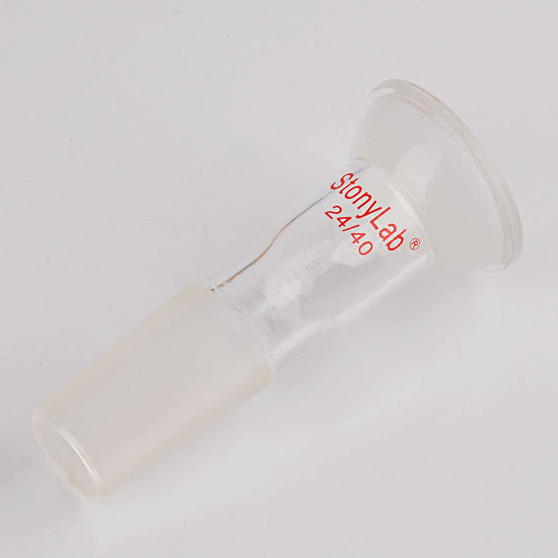 stonylab Glass Adapter with Ball Socket, Borosilicate Glass Connecting Adapter with 35/20 Top Spherical Joint and 24/40 Bottom Inner Joint for Laboratory Lab Supply