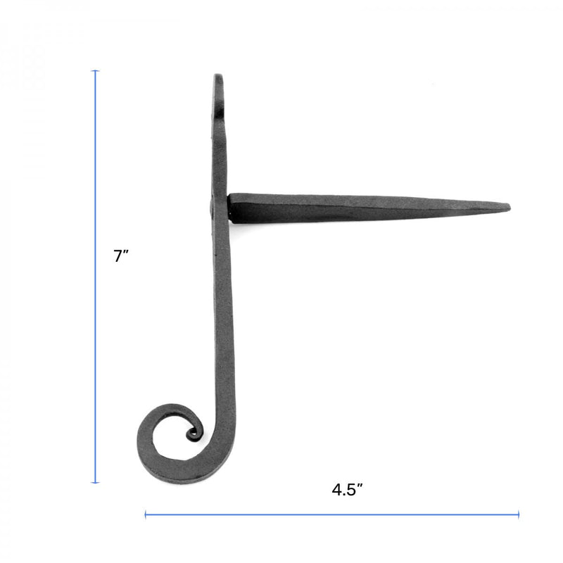 Renovators Supply Manufacturing Shutter Dogs 7 In. Rat Tail Shaped Black Wrought Iron Shutter Dogs With Mounting Hardware