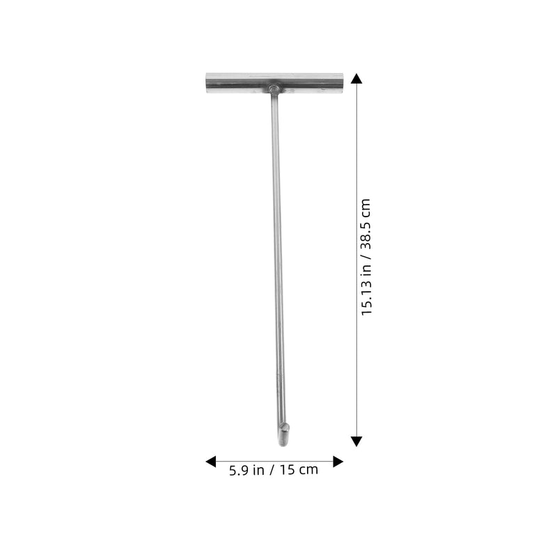 GANAZONO Stainless Steel Manhole Cover Hook Metal T-Hook Storm Drain Cover Hooks Tool Hooks Drain Cover Lifting Hooks Rolling Door Hook 38X16.2CM