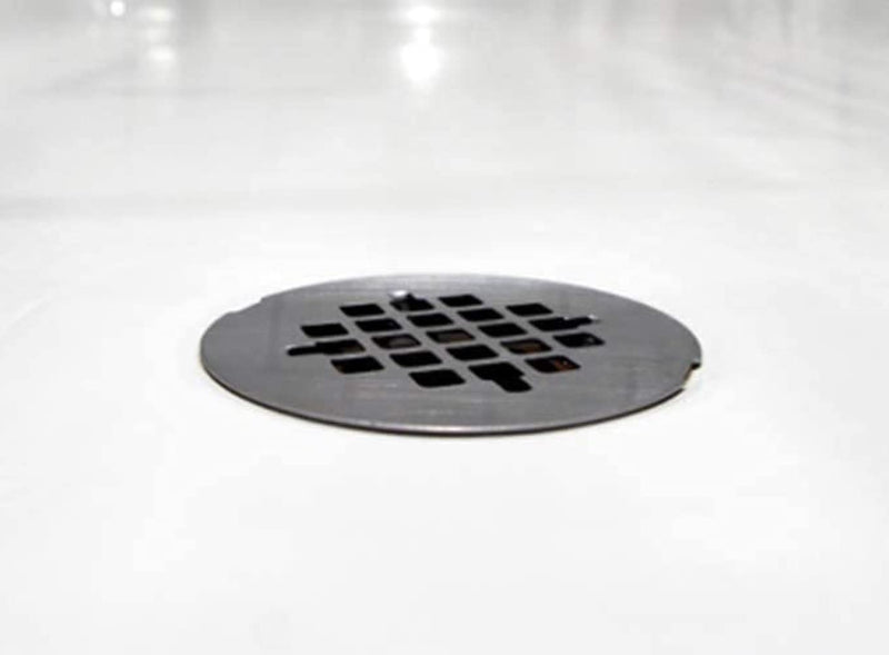 Westbrass A206B-62 2" No-Caulk Brass Compression Shower Drain with 4-1/4" Round Grid Cover, Matte Black