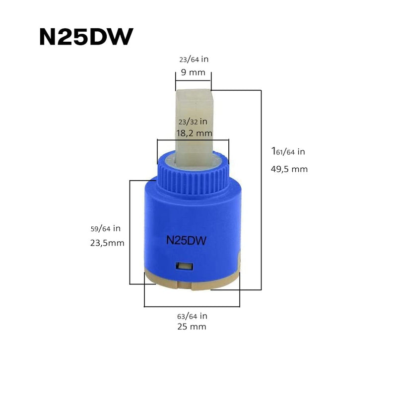 25mm Kohler K-GP1093674 Faucet Cartridge Replacement, CUPC Certified, Single Handle Faucet Valve for Plumbers Emporium A507906N Cartridge Sub Assembly, N25DW, N25D Valve Kit 1