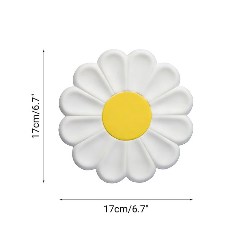 4Pcs Silicone Daisy Heat Pads, Creative Hot Pots Trivet Heat Resistant Mat for Kitchen Cooking White 17cm