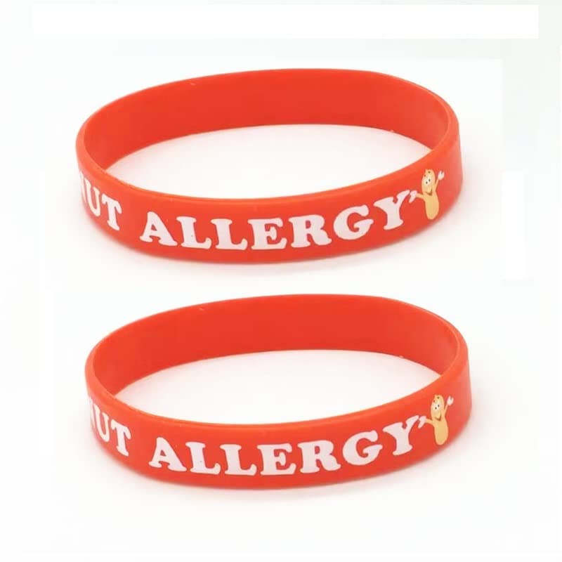 Caiyao Hearing Impaired Medical Alert ID Bracelets Blood THINNER Diabetic Type 1/2 Rubber Medical Awareness Emergency Warning Wristbands Bracelet PEANUT ALLERGY