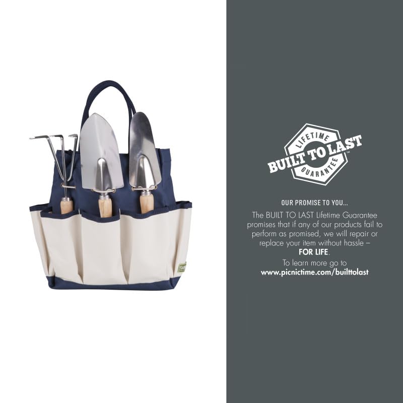 Picnic TIME Disney Mickey Mouse & Minnie Mouse Garden Bag with Tool Set, Garden Tool Organizer Bag, Gardening Tools Gifts for Women and Men, (Navy Blue with Beige Accents) Disney Mickey Mouse & Minnie Mouse - Navy Blue with Beige Accents