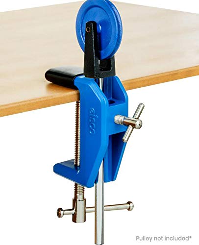 EISCO Heavy Duty Multi-Purpose Table Clamp - Vinyl Coated Grip and Swivel Pad - Built-In Rod & Pulley Holder - Fits Surfaces up to 2.55" Thick - Die-Cast Metal