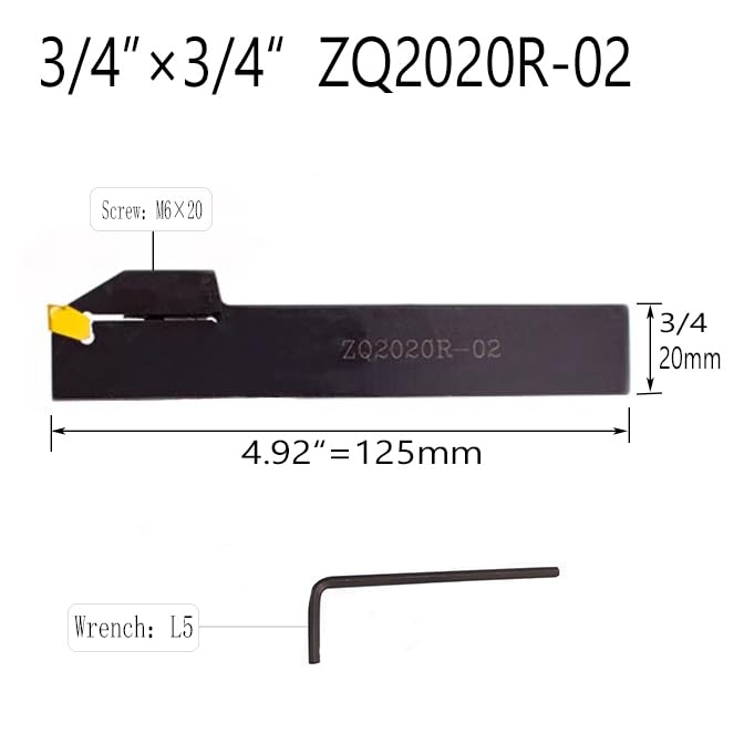 1pcs 3/4”*ZQ2020R-2 Indexable Lathe Grooving Parting Holder Indexable Lathe Slotting Right -Hand Cutting Tool with10pcs SP200 Carbide Inserts ZQ2020-2