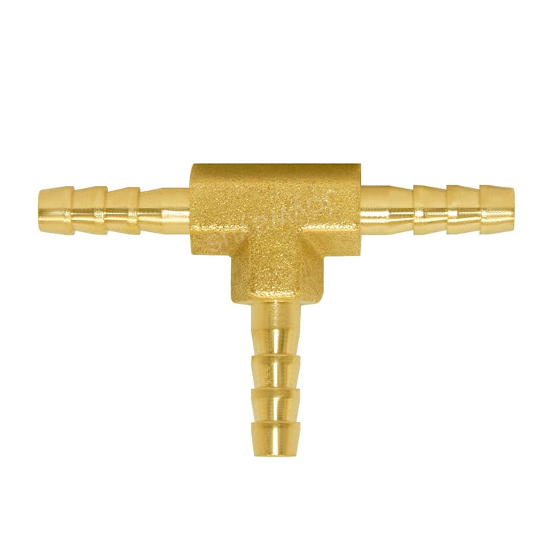 Joywayus Brass 1/8" Hose Barb, Tee 3 Way Union Pipe Fitting for Water/Fuel/Air 1/8 Inch