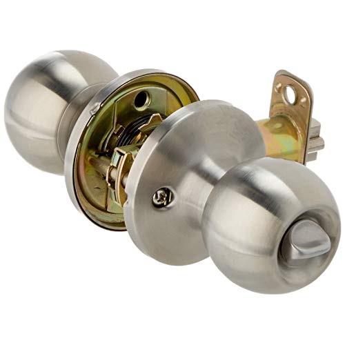 Stainless Steel Entry Door Knobs Lock Passage Lockset Privacy Brushed Nickel for Home Office Bedroom Bathroom