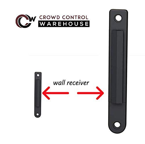 Crowd Control Warehouse - CCW Series WMB-125 Fixed Wall Mount Retractable Belt Barrier - 11 Foot, Black and Yellow Diagonal Stripes Belt with Black Steel Case Solid Color