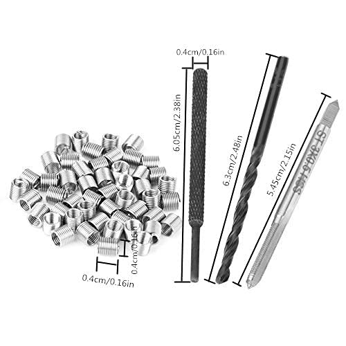 50pcs Thread Repair Installation Kit Stainless Steel Helicoil Type Set (M3 x 2D) M3 x 2D