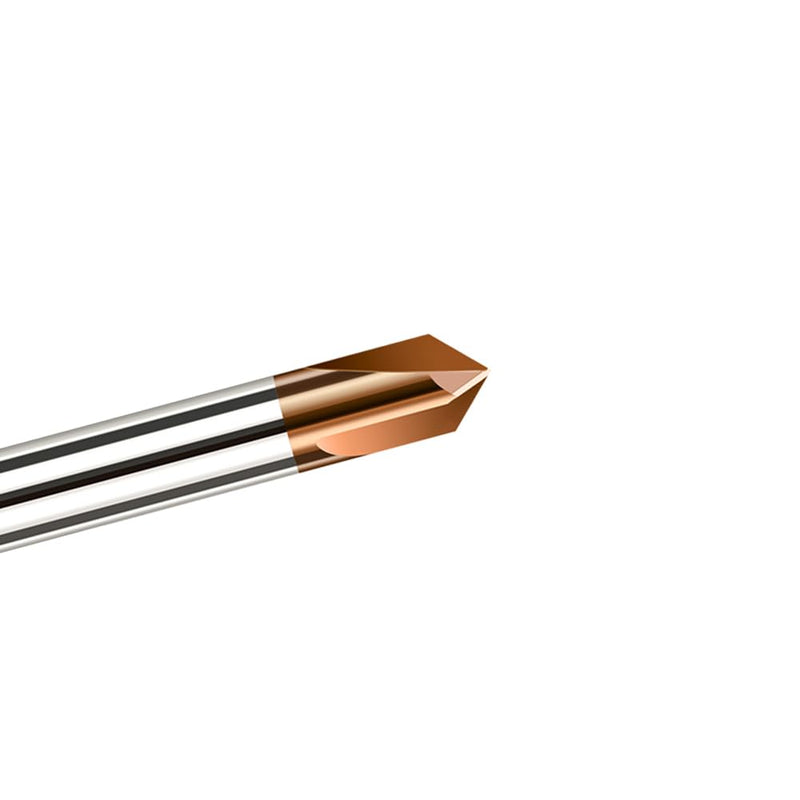 Carbide Chamfer End Mill 90 Degree 1/4" Shank Dia - Carving Bits, V Groove,Tisin Coated 3 Flute - for Alloy Steels, Hardened Steels 1/4" 90° for Steel