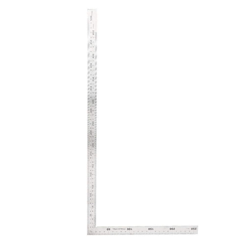 Oumefar Metal Square Ruler Double-Scale Protractor Angle Ruler L-Shaped Framing Square Ruler Stainless Steel Angle Measuring Tool(500mm*250mm)