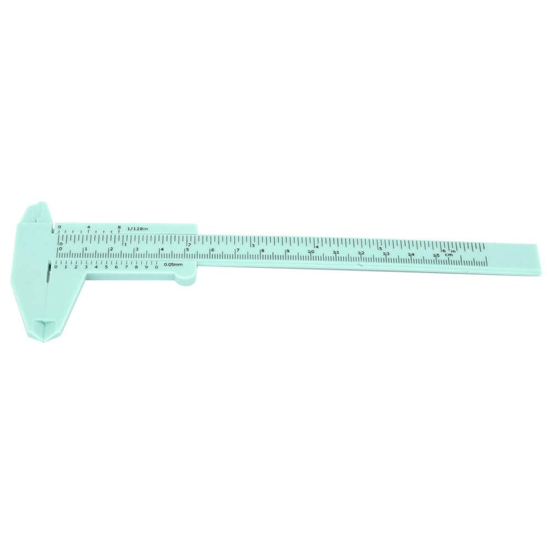Joyzan Plastic Vernier Caliper, Mini Double Scale Measuring Tool Sliding Portable Gauge Ruler Fast Read Depth 0.05mm Precision Eyebrow Stencil Makeup Student School Office Home Carpentry Jewelry 150mm green