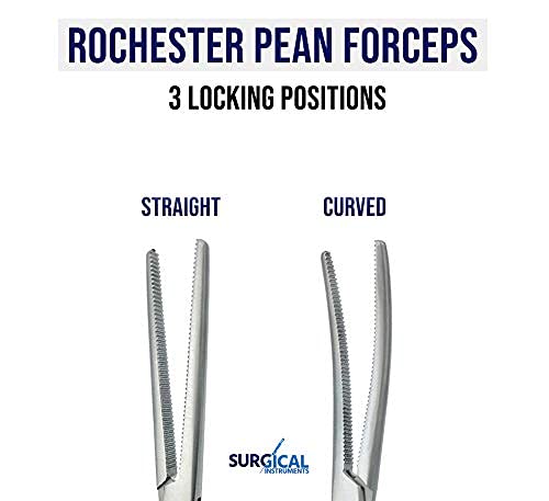 SURGICAL ONLINE Set of 2 Premium Quality 10" Rochester Pean Hemostat Forceps Straight & Curved Clamps Three Locking Positions - SurgicalOnline - NewNest Australia