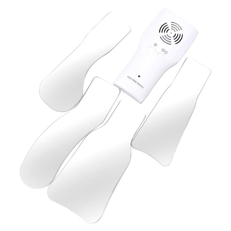 Fog-Free Dental Occlusal Photographic Mirror Device LED Light Fan | 4 Rhodium Intraoral Mirrors with Anti-Fog Fan, High-Precision Oral Inspection Device for Dentists and Hygienists