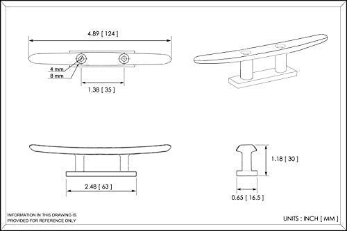 316 Stainless Steel 5" Open Base Boat Cleat Pack of 2