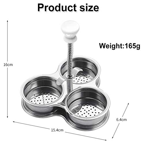 JTLB Stainless Steel Egg Poachers 3 Grids Non Stick Egg Cups for Quick Cooking and Breakfast Tool (Silver) Silver
