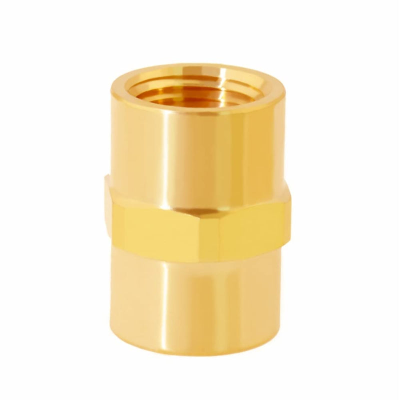 Brass Pipe Fitting NPT Coupler, 1/2" x 1/2" Standard NPT Female thread (pack of 2) 1/2”x1/2” Pack of 2
