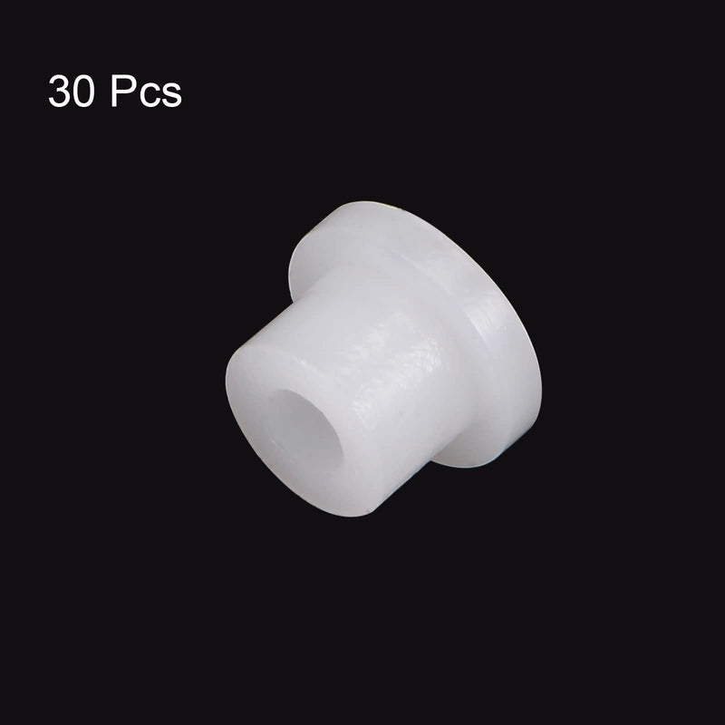 HARFINGTON 30pcs Flanged Sleeve Bearings 2mm Bore 4.4mm OD 4.1mm Length Nylon Bushings for Shaft, White 2mm x 4.4mm x 4.1mm