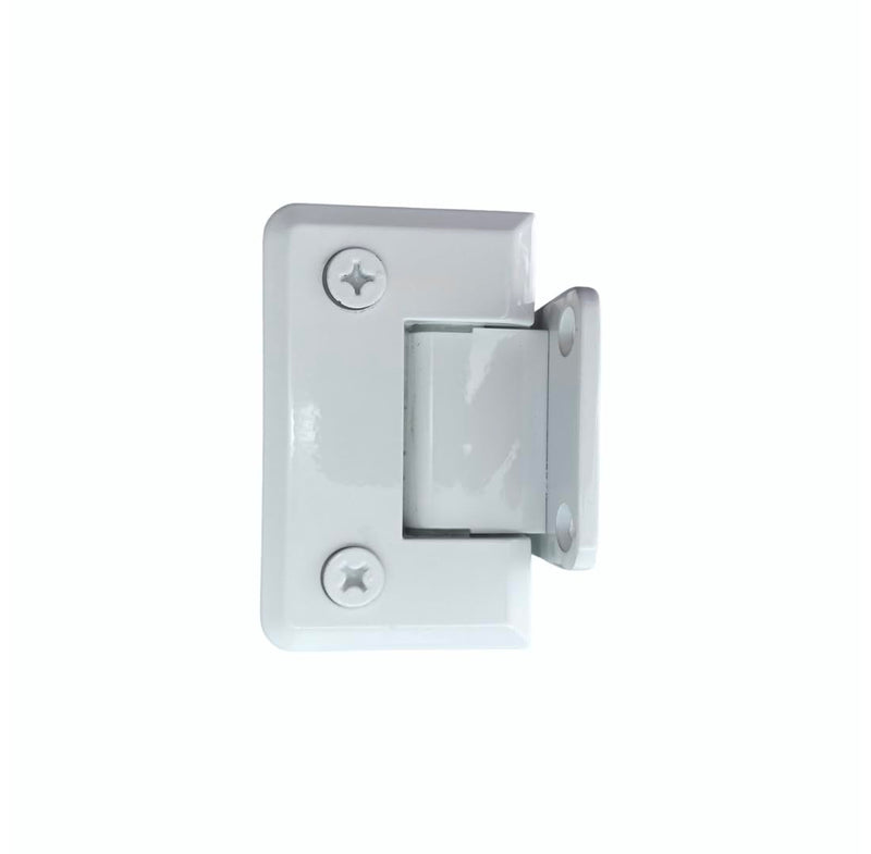 Brixwell Glass to Wall Mount Shower Door Hinge, Solid Forged Brass, White, with Short Back Plate, 3/8" and 1/2" Glass Thickness, 3-9/16" Height, Frameless Shower Hardware