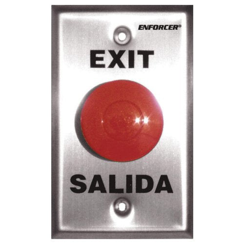 SECO-LARM SD-7201RCPE1Q ENFORCER Request-to-Exit Plate with Red Mushroom Cap Push Button, Stainless-steel face-plate, “Exit” and "Salida” silk-screened on plate Pack of 1