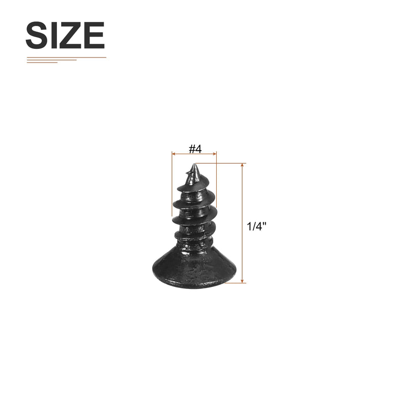100Pcs #4x1/4" Flat Head Wood Screws, 304 Stainless Steel Phillips Self Tapping Screws - Good for Woodworking, Furniture - Black #4x1/4" 100