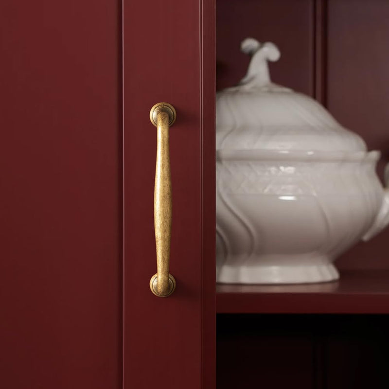 Antique Brass Cabinet Pulls, Vintage Zinc Alloy Drawer Handles for Kitchen and Dressers, Farmhouse Heavy Duty Cupboard Hardware (5 in, Set of 6) 5" Ceter to Center Antique Brass